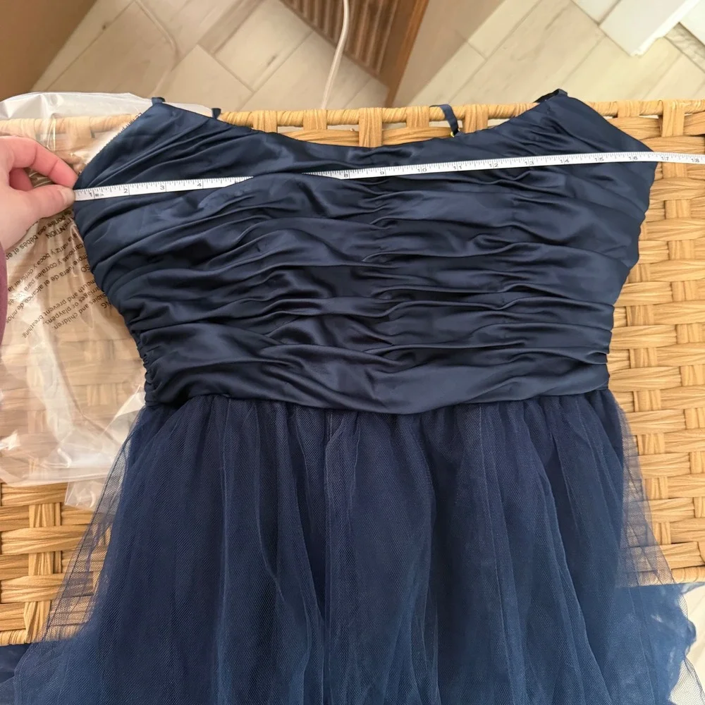 Hutch Toni Navy Blue Tulle Tiered Maxi Dress Ruched Bodice Formal Gown Size 4 - Picture 6 of 8